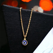 18k Real Gold Evil Eye Necklace • Blue Evil Eye Nazar Charm on Dainty Gold Chain • protection, good luck, health, wealth, for women and men