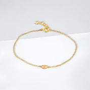 18k Real Gold Evil Eye Bracelet • Gold Chain + Gold All Seeing Eye Charm • protection, good luck, wealth • men women unisex